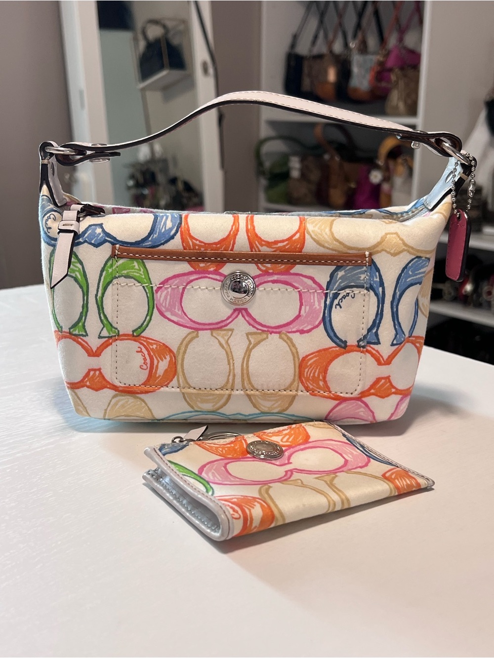 Coach Vintage/Y2K Hampton Demi Mini Handbag Scribble 2pc Set